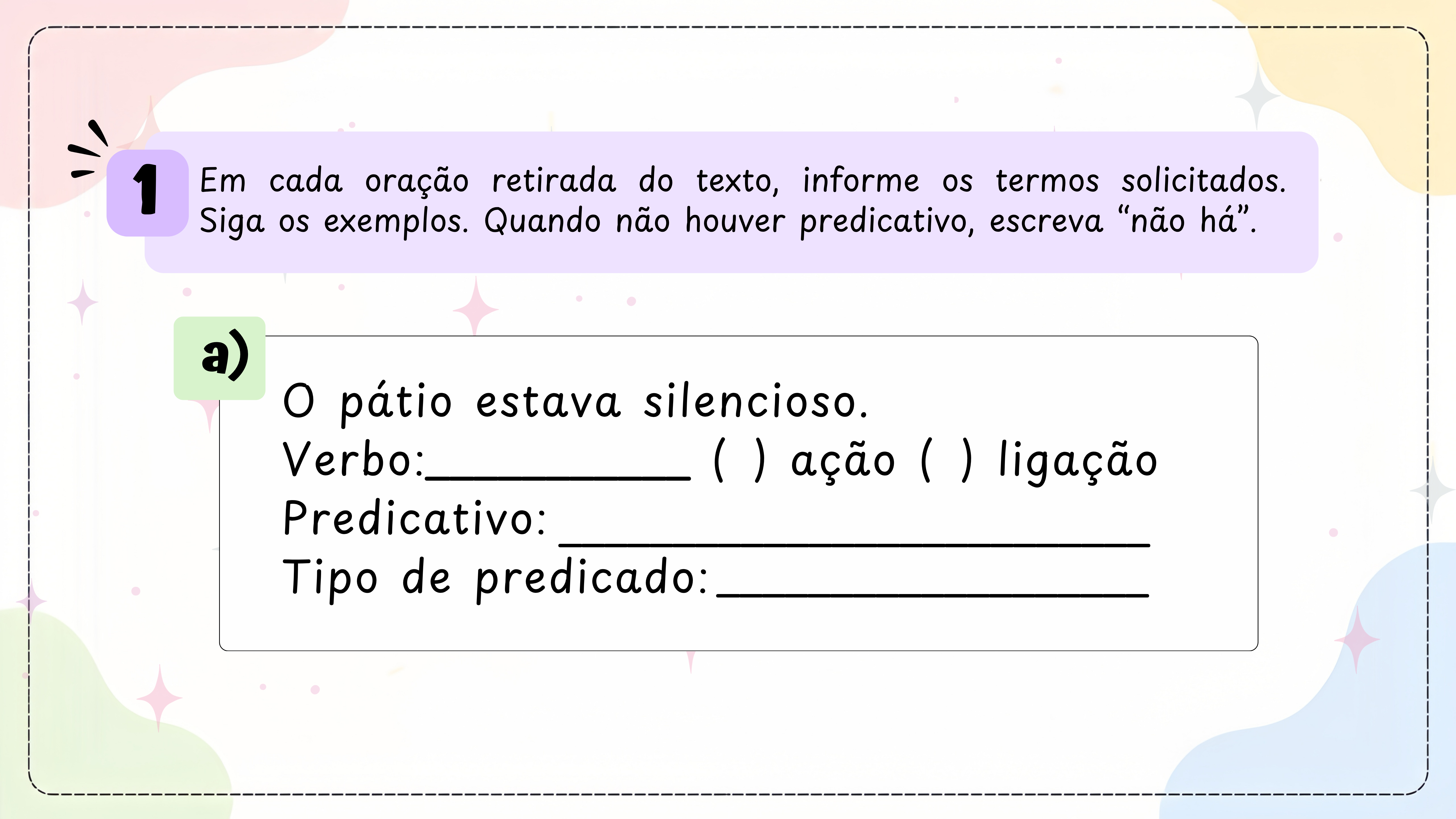 Tipos de Predicado - Slides com Atividades e Gabarito