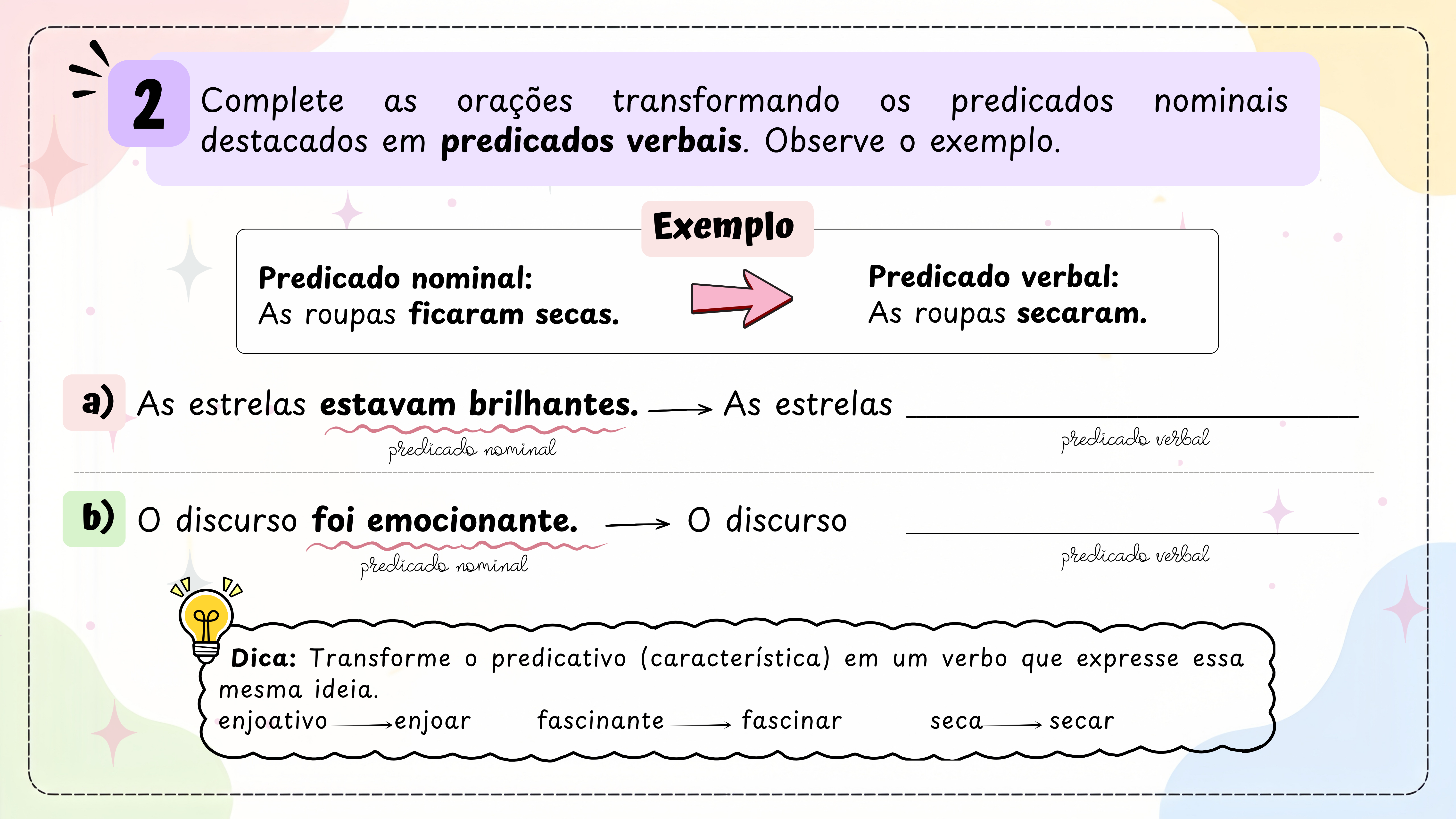 Tipos de Predicado - Slides com Atividades e Gabarito