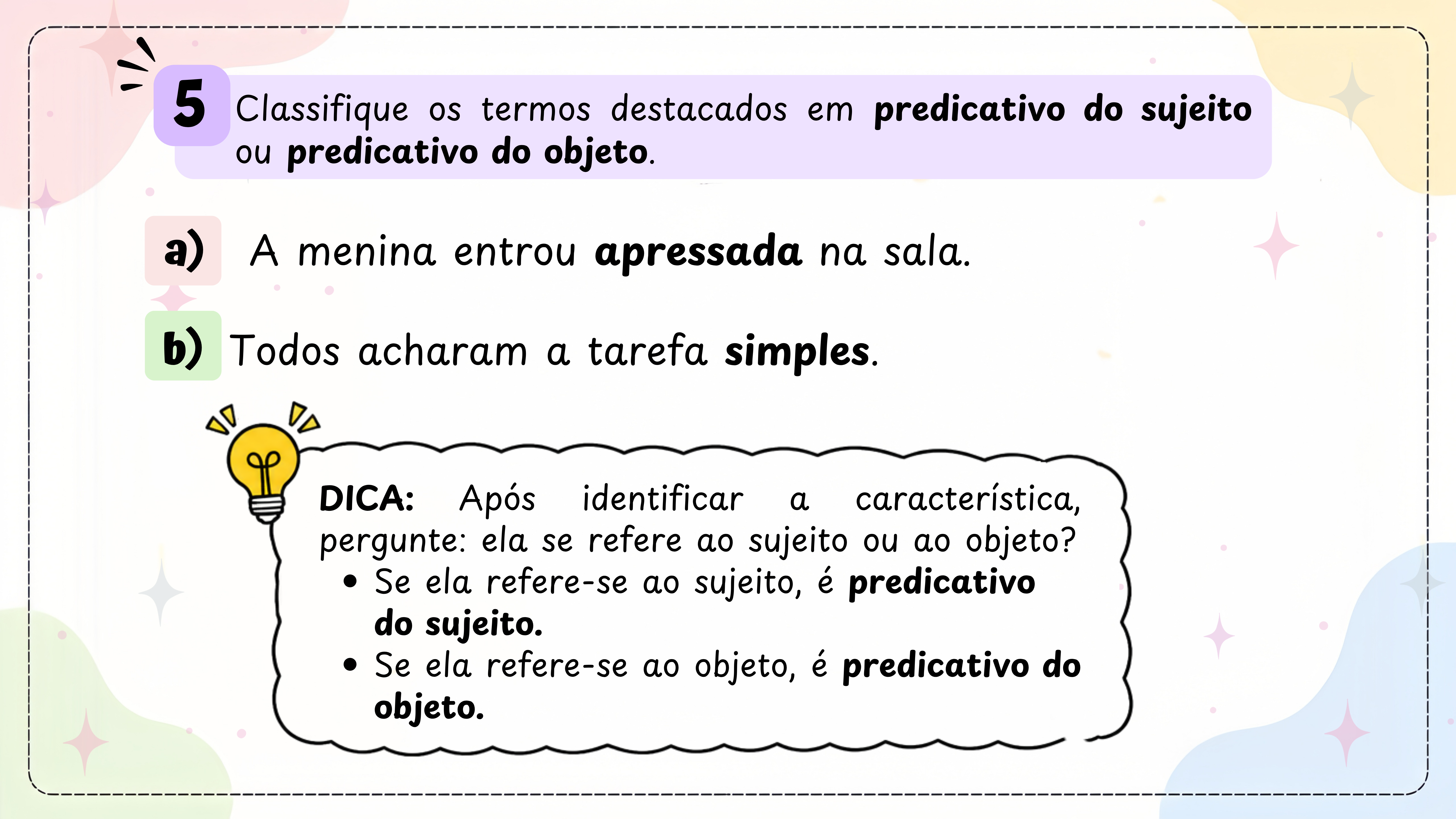Tipos de Predicado - Slides com Atividades e Gabarito